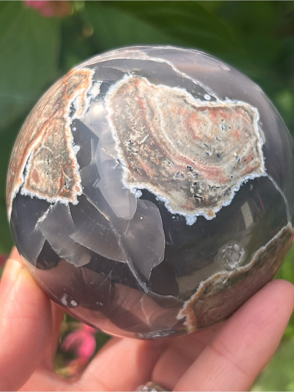Football (6) agate sphere | Crystal ~ UV reactive